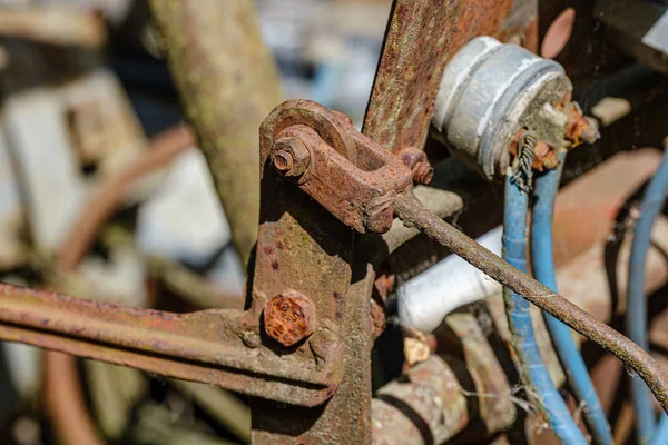 Vintage retro tractor rusty details close up — Stock Photo, Image