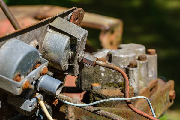 Vintage retro tractor rusty details close up — Stock Photo, Image