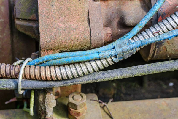 Vintage retro tractor rusty details close up — Stock Photo, Image