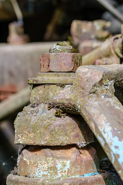 vintage retro tractor rusty details close up