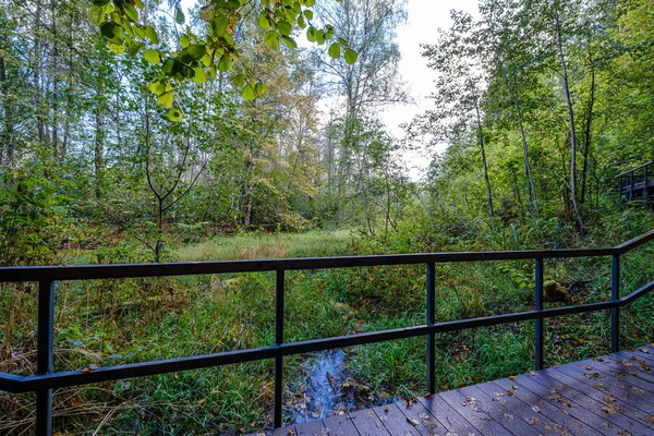 Kleurrijke Herfst Avond Scène Het Platteland Aan Rivier Met Oude — Stockfoto