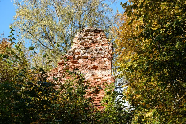 Руины древнего замка из красного кирпича — стоковое фото
