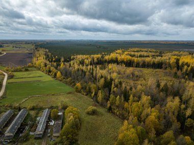 Letonya 'da ekili tarlalar ve tarlalar ile kırsal görünüm