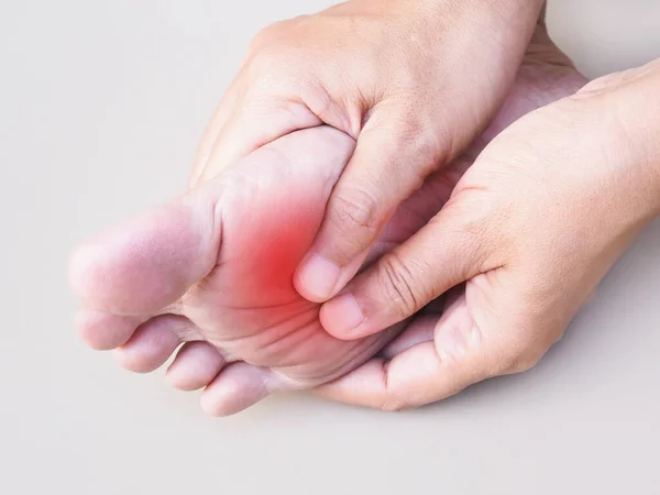 Young Asian Woman Suffering Pain Ankle Heel Pain Soles Feet — Stock Photo, Image