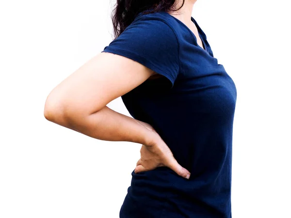 Mujer Joven Con Dolor Espalda Dolor Cintura Problemas Salud Médica —  Fotos de Stock