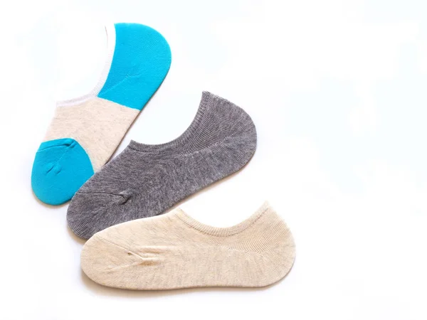Nová Kolekce Krátkých Ponožek Pohodlné Nošení Nohy Izolované Bílém Pozadí — Stock fotografie