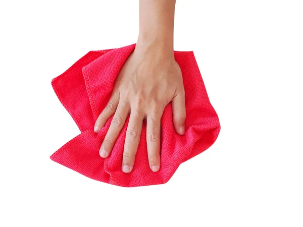Hände Zum Reinigen Mit Handtuch Isoliert Auf Weißem Hintergrund Mit — Stockfoto