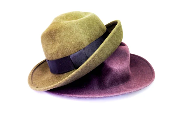 Vintage Hat Men Fashion Style Isolated Green Background — Stock Photo, Image