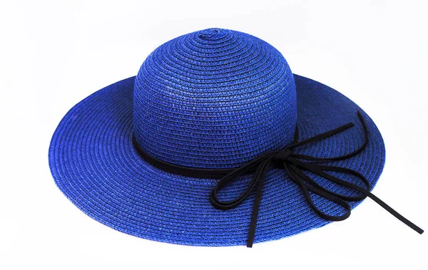 Verano Con Sombrero Paja Moda Estilo Vintage Aislado Sobre Fondo —  Fotos de Stock