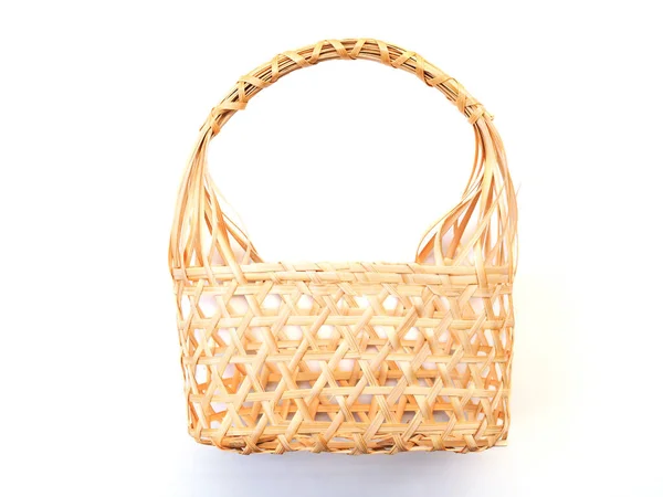 Wicker Bambú Tejer Cesta Bolso Tailandés Estilo Aislado Sobre Fondo — Foto de Stock