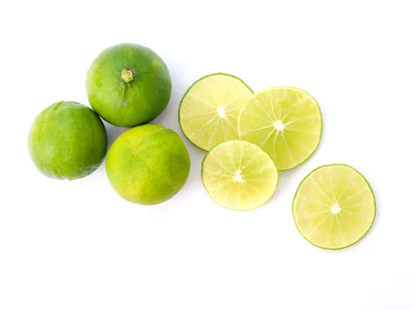 Sour Lime Slice Lemon Irisan Tipis Membuat Jus Buah Dan — Stok Foto