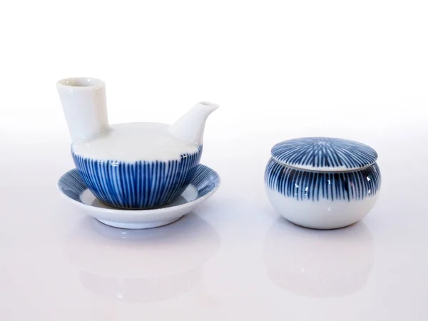 Keramik Teekanne Set Isoliert Auf Weißem Hintergrund — Stockfoto