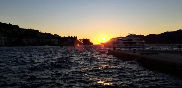 Boot Sonnenuntergang Der Adria — Stockfoto