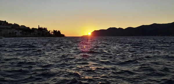 Matahari Terbenam Laut Adriatik Kroasia — Stok Foto