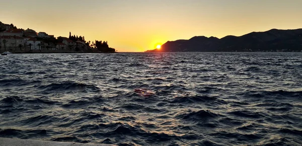 Pôr Sol Mar Adriático Croácia — Fotografia de Stock