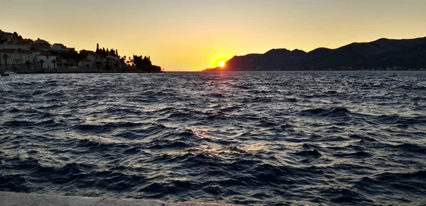 Matahari Terbenam Laut Adriatik Kroasia — Stok Foto