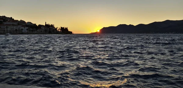 Matahari Terbenam Laut Adriatik Kroasia — Stok Foto