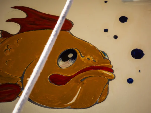 Gold Fish Painting Close Up