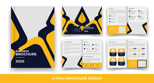 Современный и креативный 8-страничный шаблон дизайна туристической брошюры