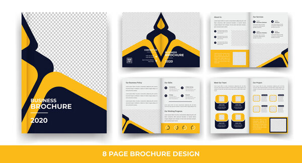 Современный и креативный 8-страничный шаблон дизайна туристической брошюры