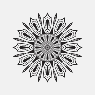 Boyama kitapları için siyah beyaz mandalalar. Dekoratif yuvarlak süsler.