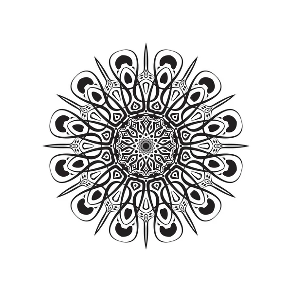 Mandalas Con Blanco Negro Para Colorear Libros Adornos Decorativos Redondos — Archivo Imágenes Vectoriales