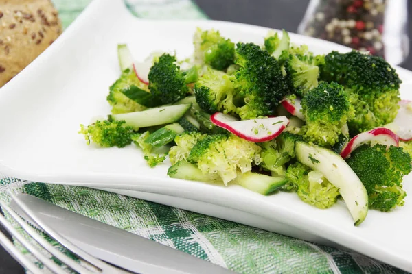 Broccoli Cucumber Radish Salad Close — Stock Photo, Image