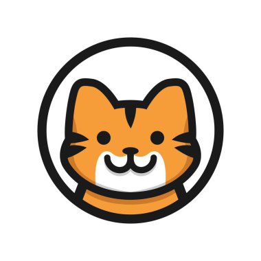 Mutlu komik gülümseme kedisi evcil hayvan atıştırmalığı için mükemmel maskot çizimi tasarımı