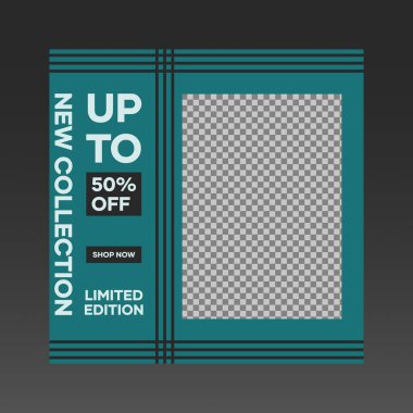 Sosyal medya şablonu, bulmaca yeşil biçimi