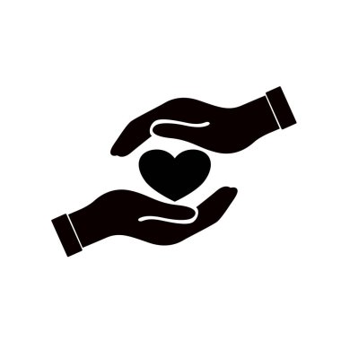 Aşkı, kalbi, vektör illüstrasyonunu tutan ellerin resmi