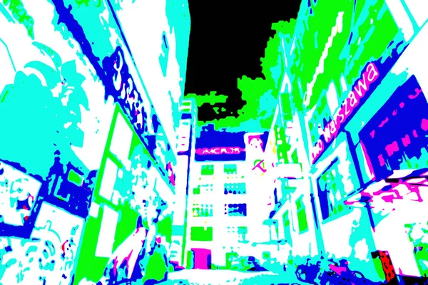 Suddig Bild Stadens Ljus Färgglada Abstrakt Stil Bakgrund City Illustration — Stockfoto