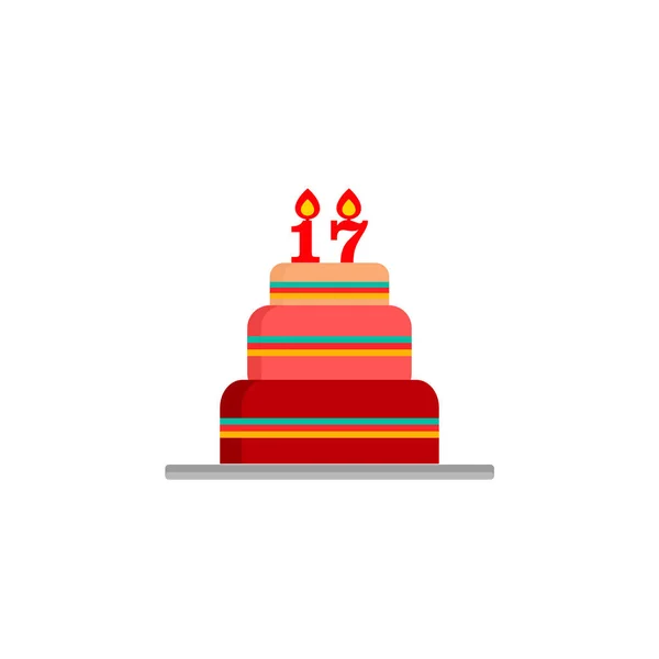 Torta Compleanno Diciassettesimo Compleanno Diciassette Anni Torta Del Diciassettesimo Anniversario — Vettoriale Stock