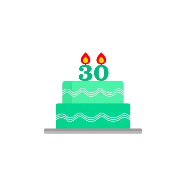 Birthday Cake 30Th Birthday 30Th Anniversary Cake Congratulations Vector Illustration — Stock Vector