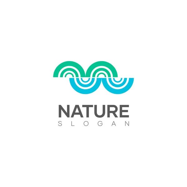 Doğal dalgalı modern logo tasarımı. Bir dalga şeklini andıran soyut şekillere sahip doğal temalı logo tasarımı. logo vektörü