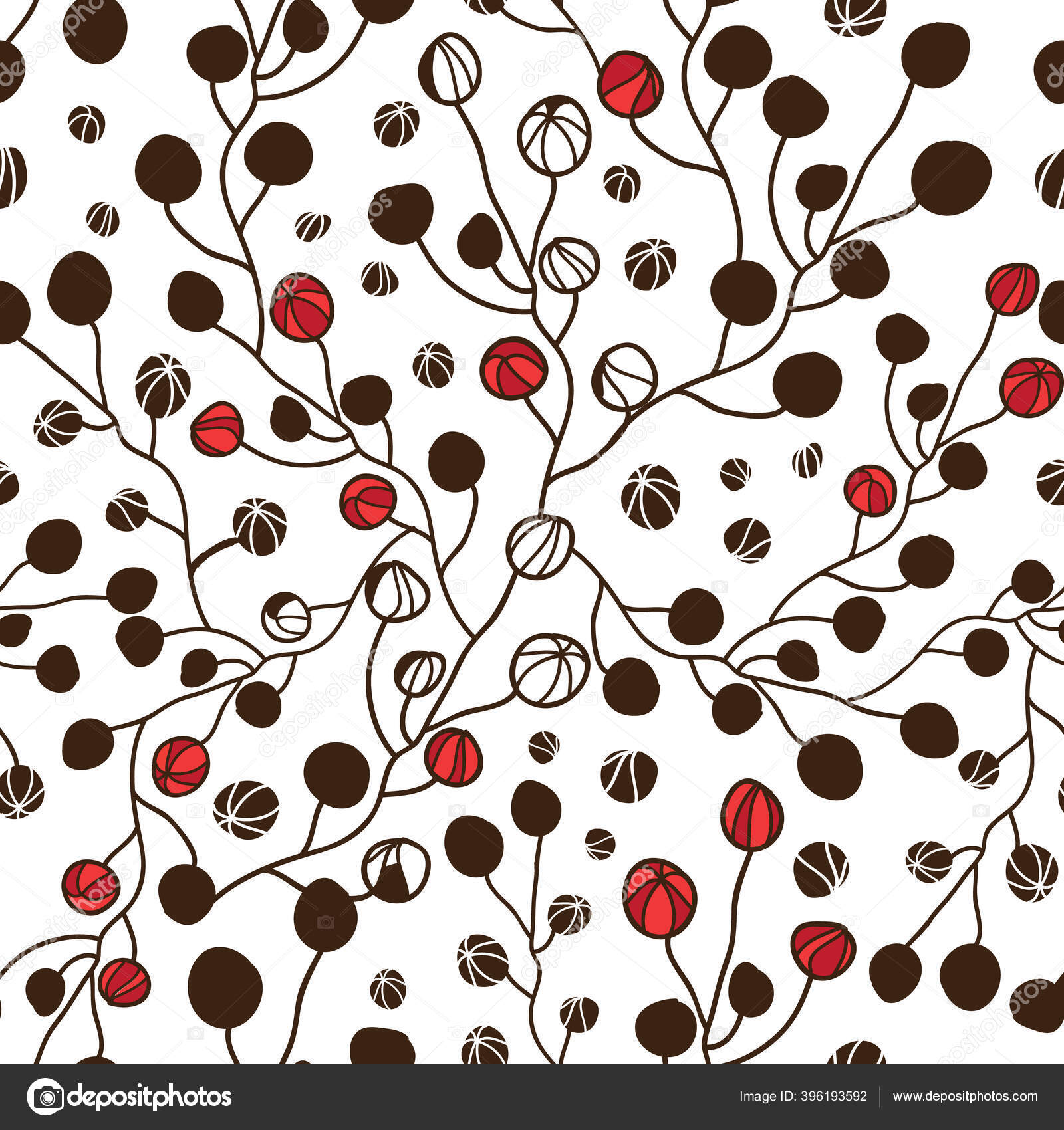 Astrak Hitam Putih Dan Merah Tunas Bunga Tak Berjahit Pola Latar Belakang Stok Vektor C Como Anna 396193592