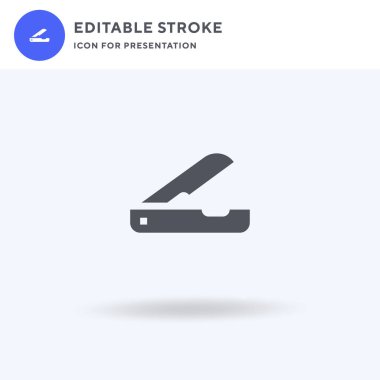 Ustura simgesi vektörü, düz tabela, beyaz üzerine izole edilmiş katı piktogram, logo illüstrasyonu. Sunum için Ustura simgesi.