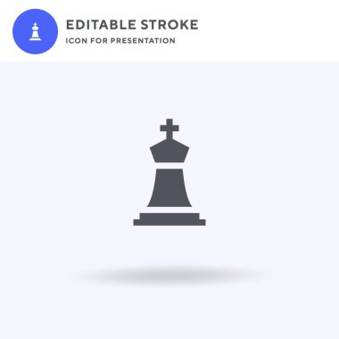 Chesspiece simge vektörü, düz tabela, beyaz üzerine izole edilmiş katı piktogram, logo illüstrasyonu. Sunum için Chesspiece simgesi.