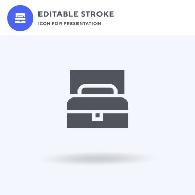 Kanepe yatak ikonu vektörü, düz tabela, beyaz üzerine izole edilmiş katı resim, logo illüstrasyonu. Sunum için kanepe yatak simgesi.