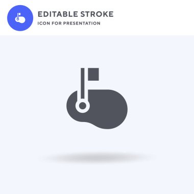 Yeşil simge vektörü, düz tabela, beyaz üzerine izole edilmiş katı resim, logo illüstrasyonu. Sunum için yeşil simge.