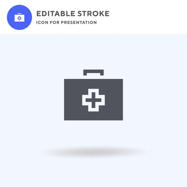 Ikonový Vektor First Aid Kit Vyplněný Plochý Nápis Pevný Piktogram — Stockový vektor