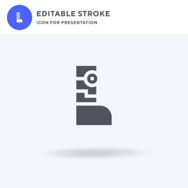 Robotik bacak ikonu vektörü, düz tabela, beyaz üzerine izole edilmiş katı resim, logo illüstrasyonu. Sunum için robot bacak simgesi.