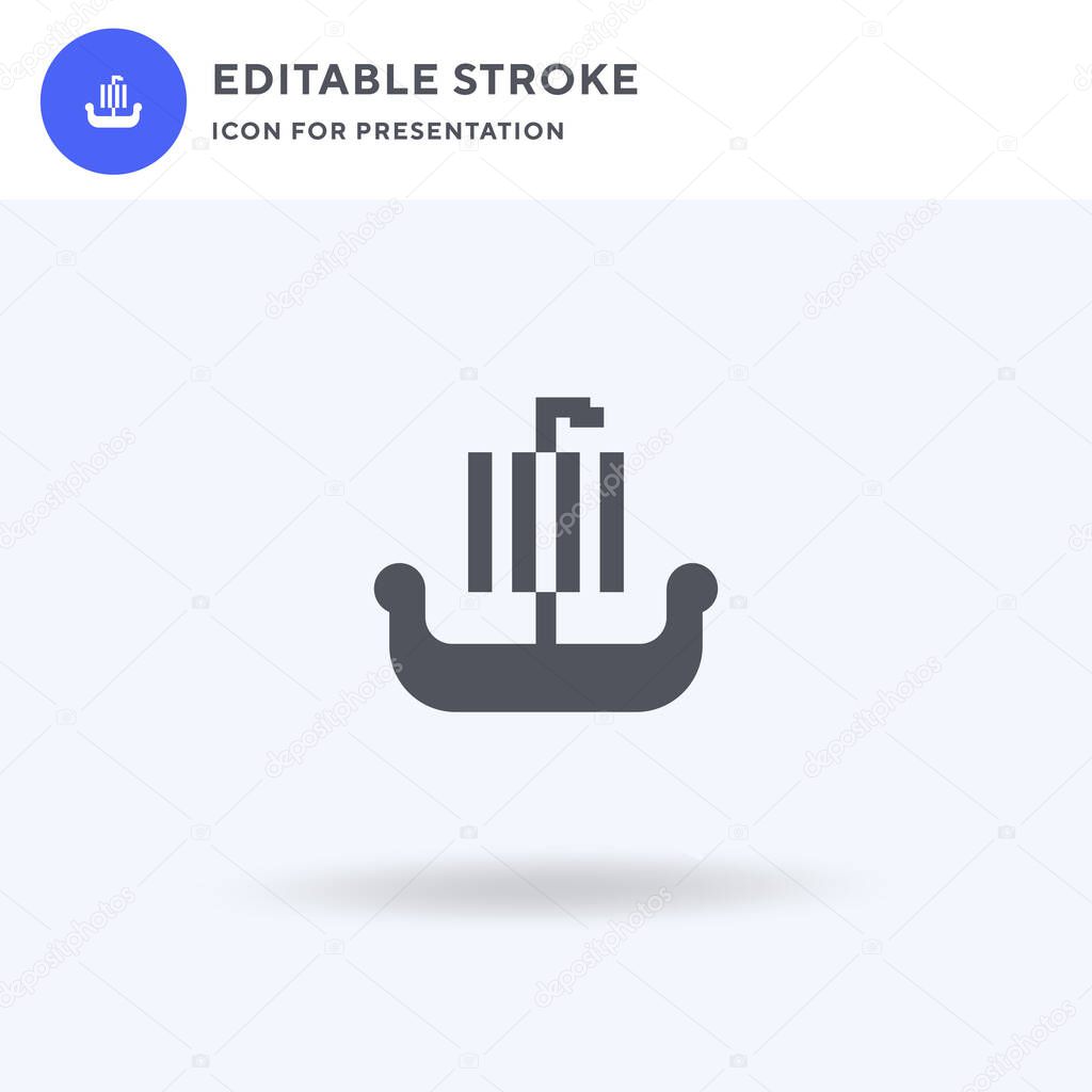 Viking Ship icon vector, filled flat sign, solid pictogram isolated on white, logo illustration. Viking Ship icon for presentation.