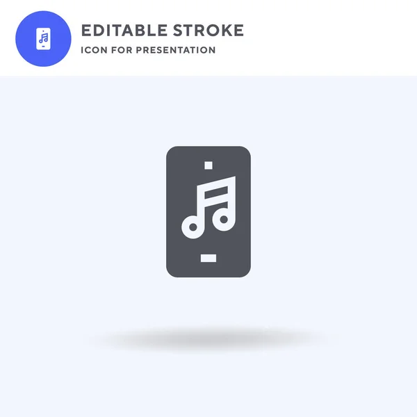 Música Vetor Ícone App Sinal Plano Preenchido Pictograma Sólido Isolado — Vetor de Stock