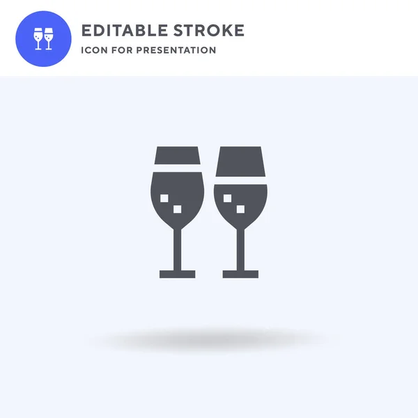 Διάνυσμα Εικονίδιο Κρασιού Γεμάτο Επίπεδη Πινακίδα Στερεό Εικονόγραμμα Απομονωμένο Λευκό — Διανυσματικό Αρχείο