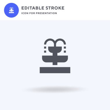Çeşme simgesi vektörü, düz tabela, beyaz üzerine izole edilmiş katı resim, logo illüstrasyonu. Sunum için kaynak simgesi.