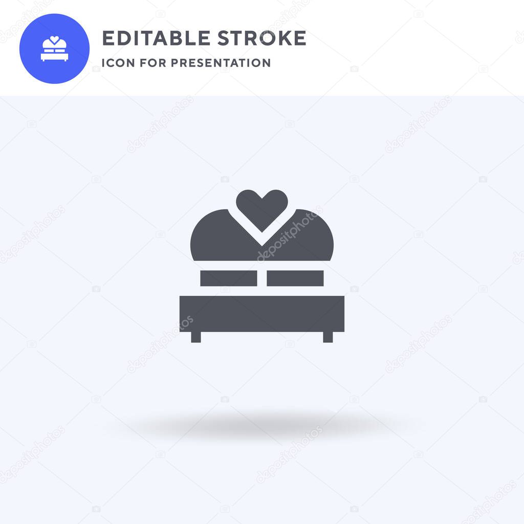 Bed icon vector, filled flat sign, solid pictogram isolated on white, logo illustration. Bed icon for presentation.