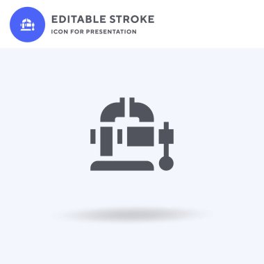 Vize simgesi vektörü, düz tabela, beyaz üzerine izole edilmiş katı resim, logo illüstrasyonu. Sunum için menü simgesi.