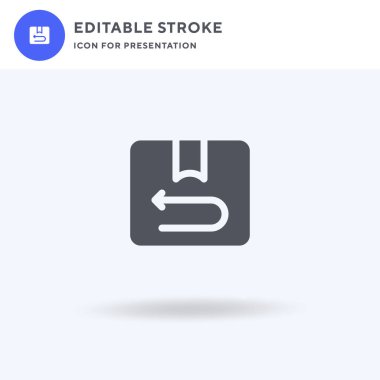 Kutu simgesi vektörünü geri getir, düz işaret, beyaz üzerine izole edilmiş katı piktogram, logo illüstrasyonu. Sunum için Kutu simgesini geri getir.