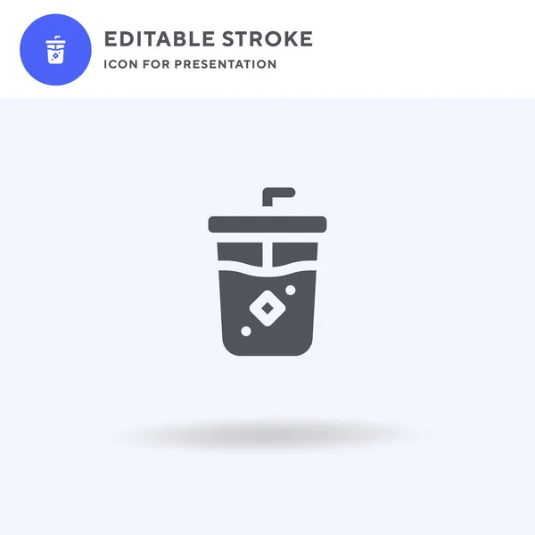 Ice Coffee Vector Icono Lleno Signo Plano Pictograma Sólido Aislado — Vector de stock