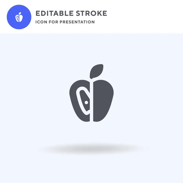 Icono Apple Vector Lleno Signo Plano Pictograma Sólido Aislado Blanco — Vector de stock